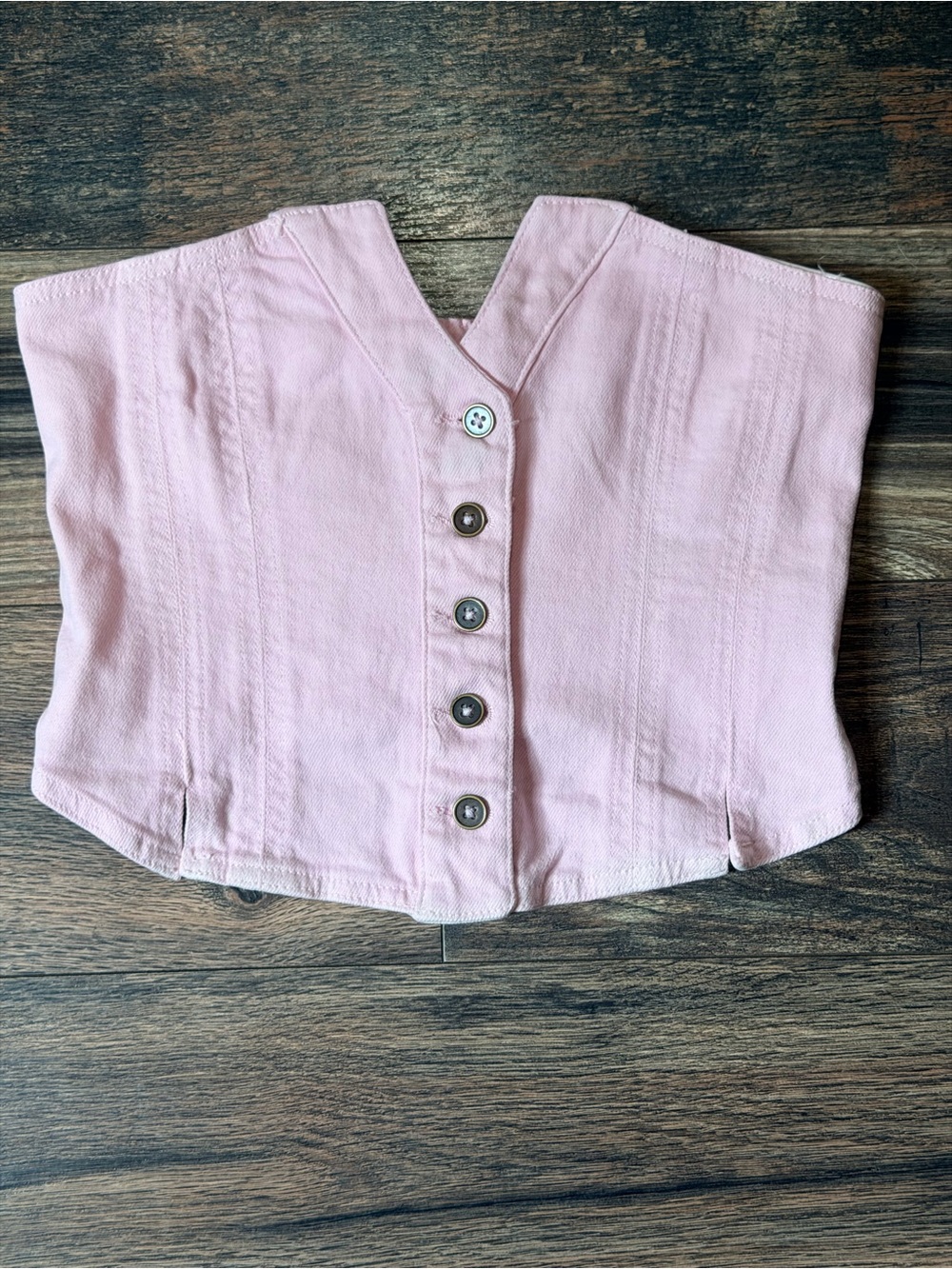 Free People Odessa Denim Corset Top in Pink size small